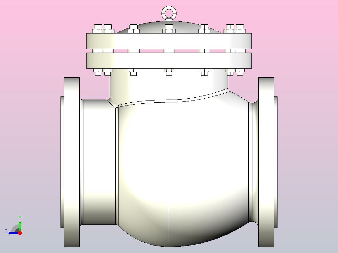 H44W-Class-150Lb API美标铸钢止回阀[150]右视图