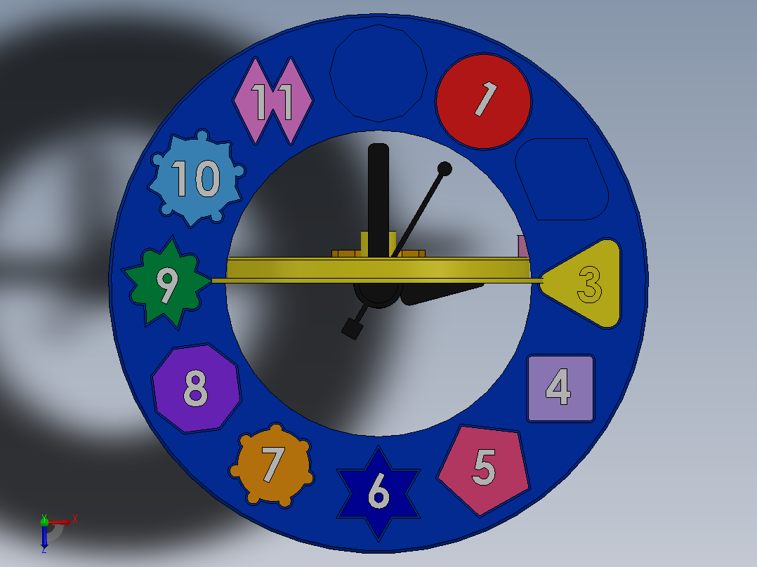 儿童教学时钟玩具俯视图