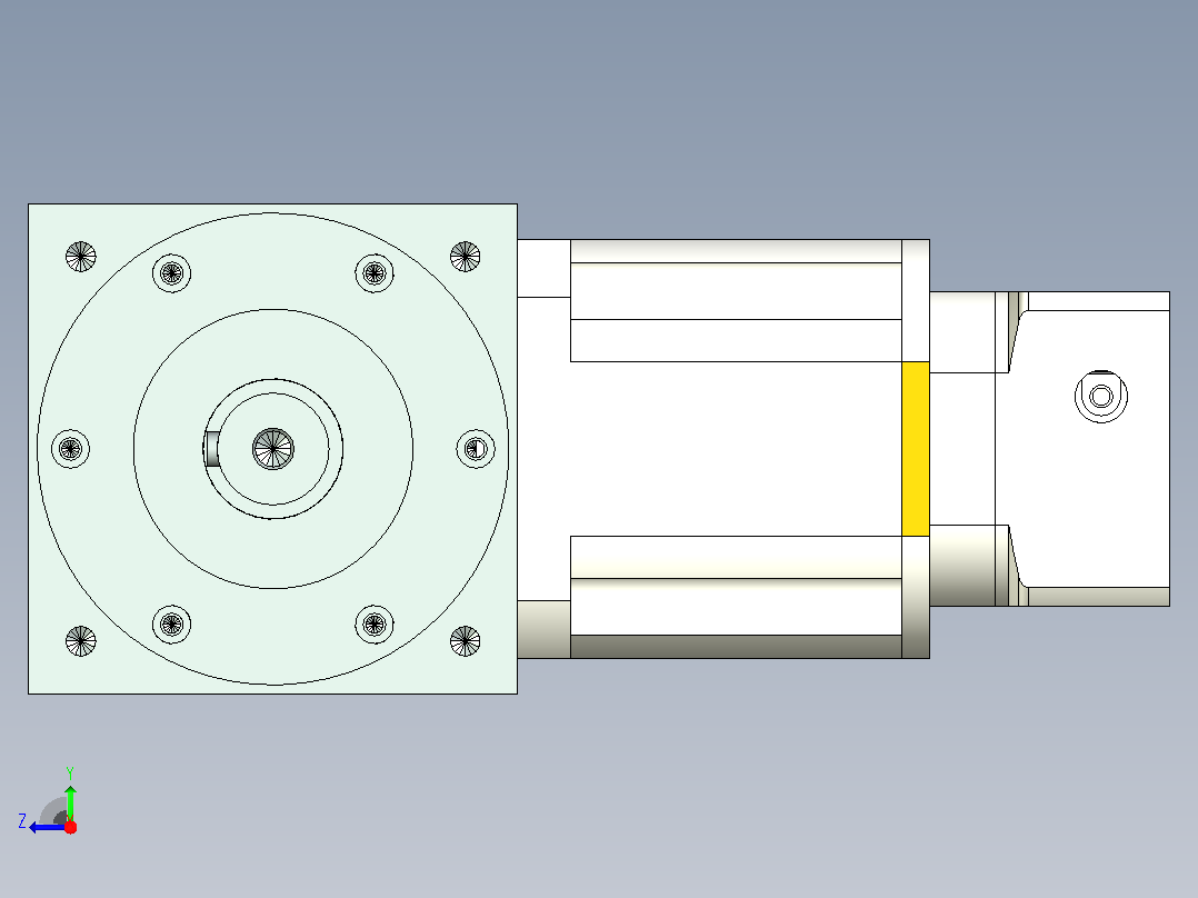 PW140双轴 PLX120-L3 19-70-90-M6转向器PW140 双轴输出 带120直齿减速机右视图