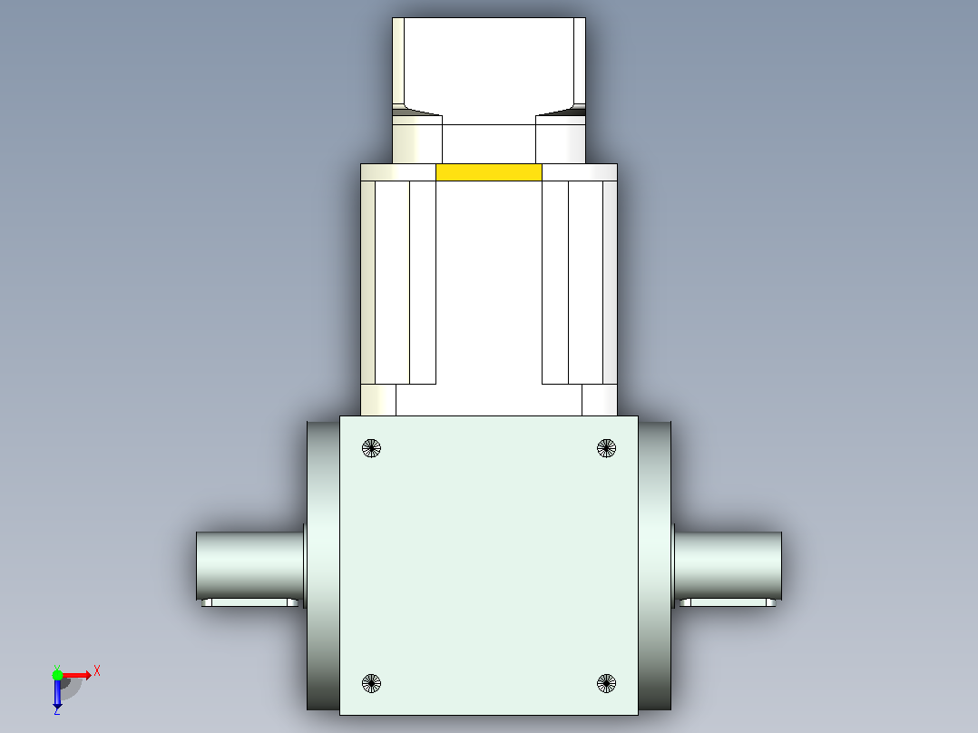 PW140双轴 PLX120-L3 19-70-90-M6转向器PW140 双轴输出 带120直齿减速机俯视图