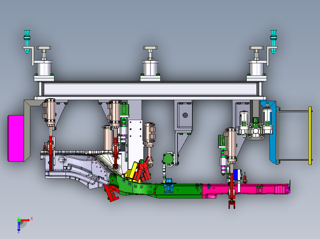 汽车零部件焊接夹具总成俯视图