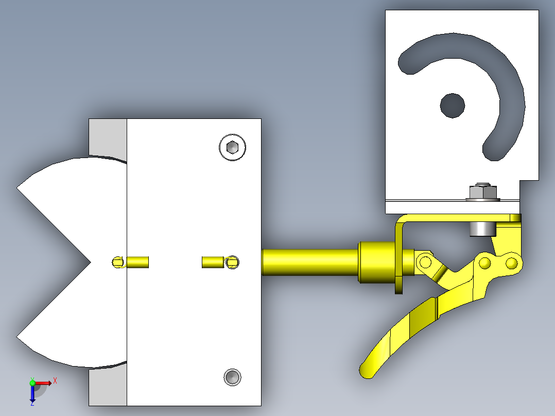 带调整夹紧角度和固定不同尺寸工件的夹具俯视图