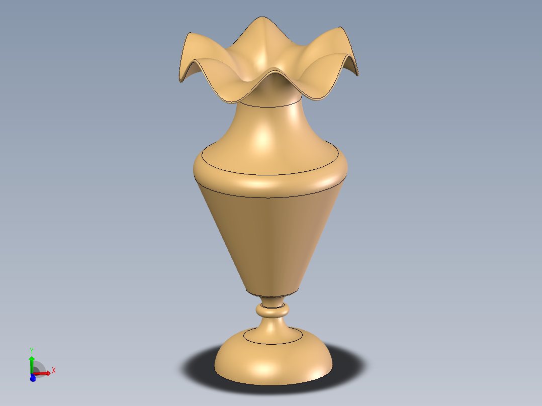 24K黄金花瓶渲染