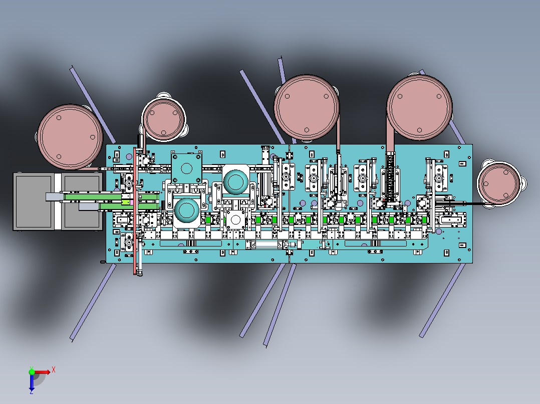 T687 多工位工装板循环组装机俯视图