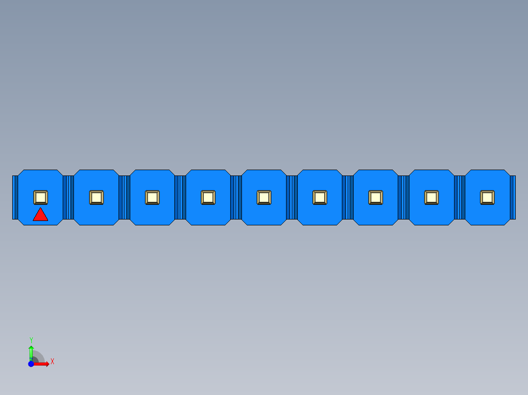 彩色公头100mil（2.54mm）系列-DS1021_blue_1x09p_100mil_Type19_rev1.0前视图