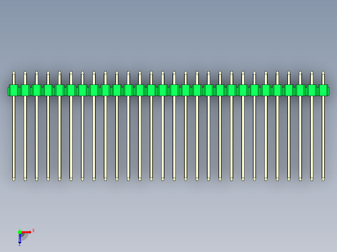 彩色公头100mil（2.54mm）系列-DS1021_green_1x28p_100mil_Type19_rev1.0俯视图