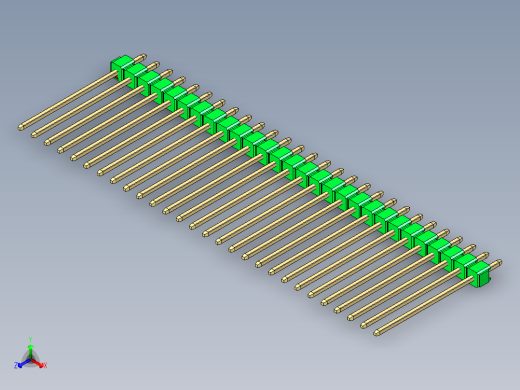 彩色公头100mil（2.54mm）系列-DS1021_green_1x28p_100mil_Type19_rev1.0正等轴测缩略图