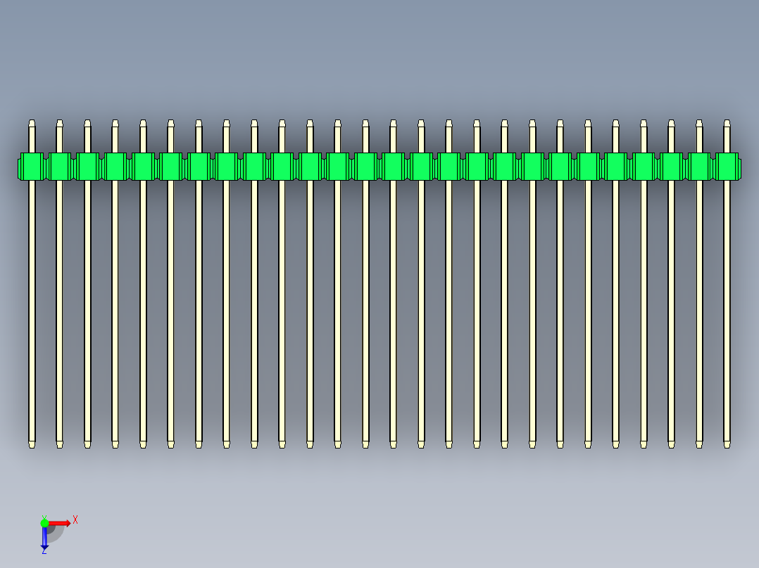 彩色公头100mil（2.54mm）系列-DS1021_green_3x26p_100mil_Type43_rev1.0俯视图
