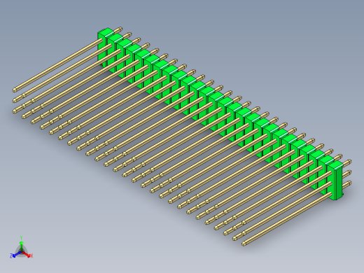 彩色公头100mil（2.54mm）系列-DS1021_green_3x26p_100mil_Type43_rev1.0正等轴测缩略图