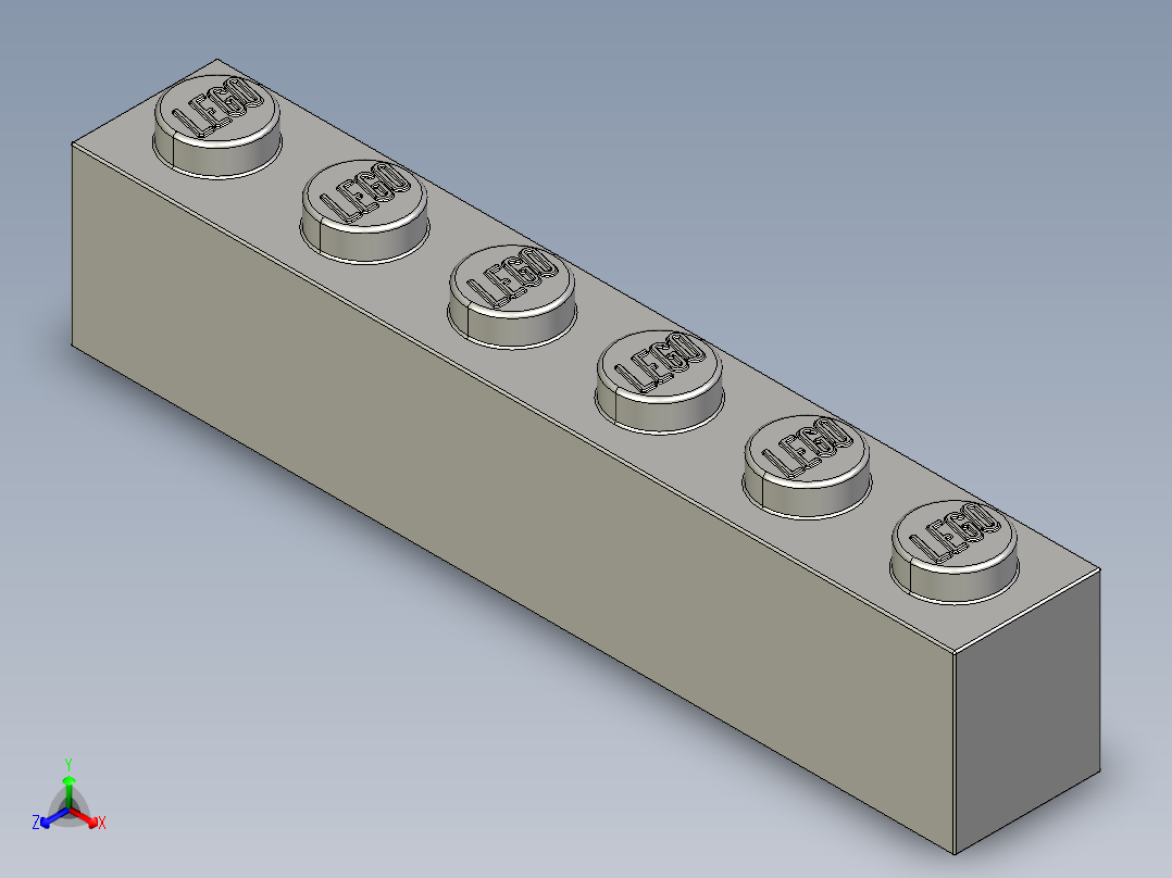 乐高套装 4421基本积木-4211393 - 3009 Medium Stone Grey Brick 1 x 6.STEP正等轴测图