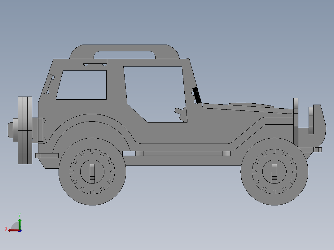 激光下料拼图汽车Parasolid, SOLIDWORKS 2016, STEP _ IGES后视图