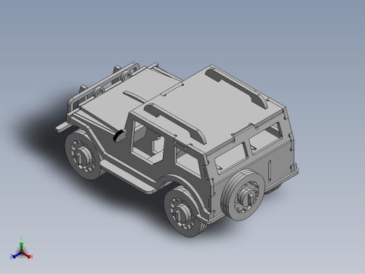 激光下料拼图汽车Parasolid, SOLIDWORKS 2016, STEP _ IGES正等轴测缩略图