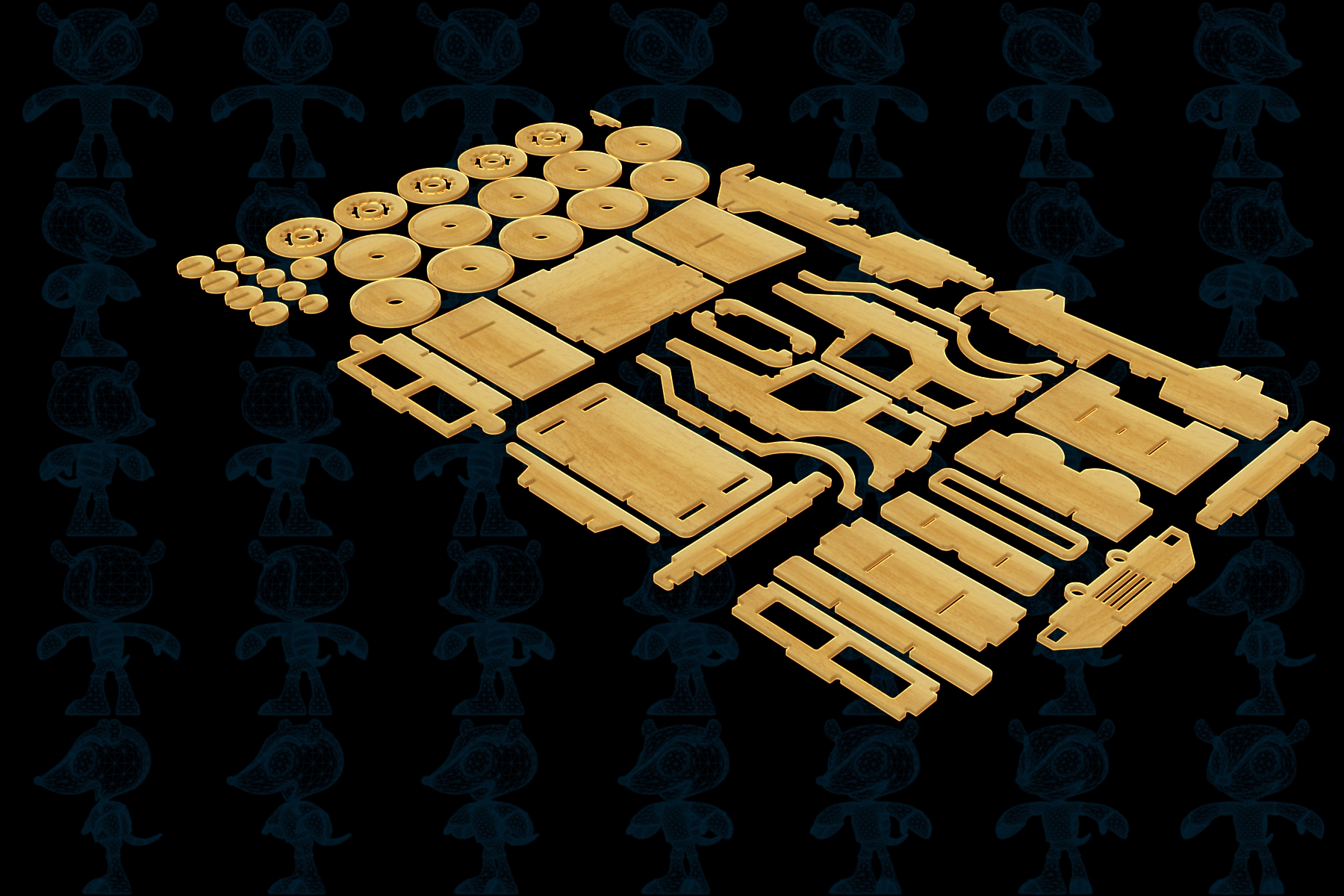 激光下料拼图汽车Parasolid, SOLIDWORKS 2016, STEP _ IGES