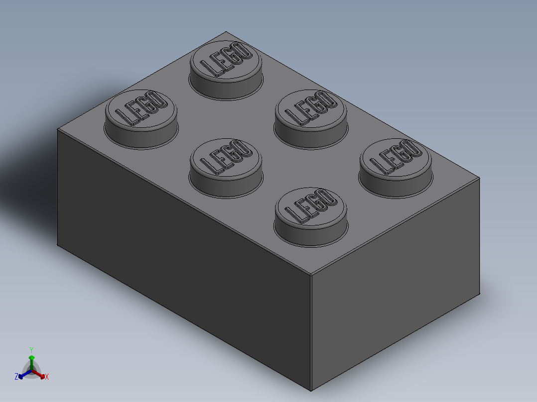 乐高套装 4421基本积木-4211386 - 3002 Medium Stone Grey Brick 2 x 3.SLDPRT正等轴测图