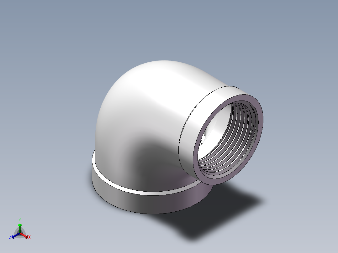 弯头-异径内丝 DN32-DN25正等轴测图