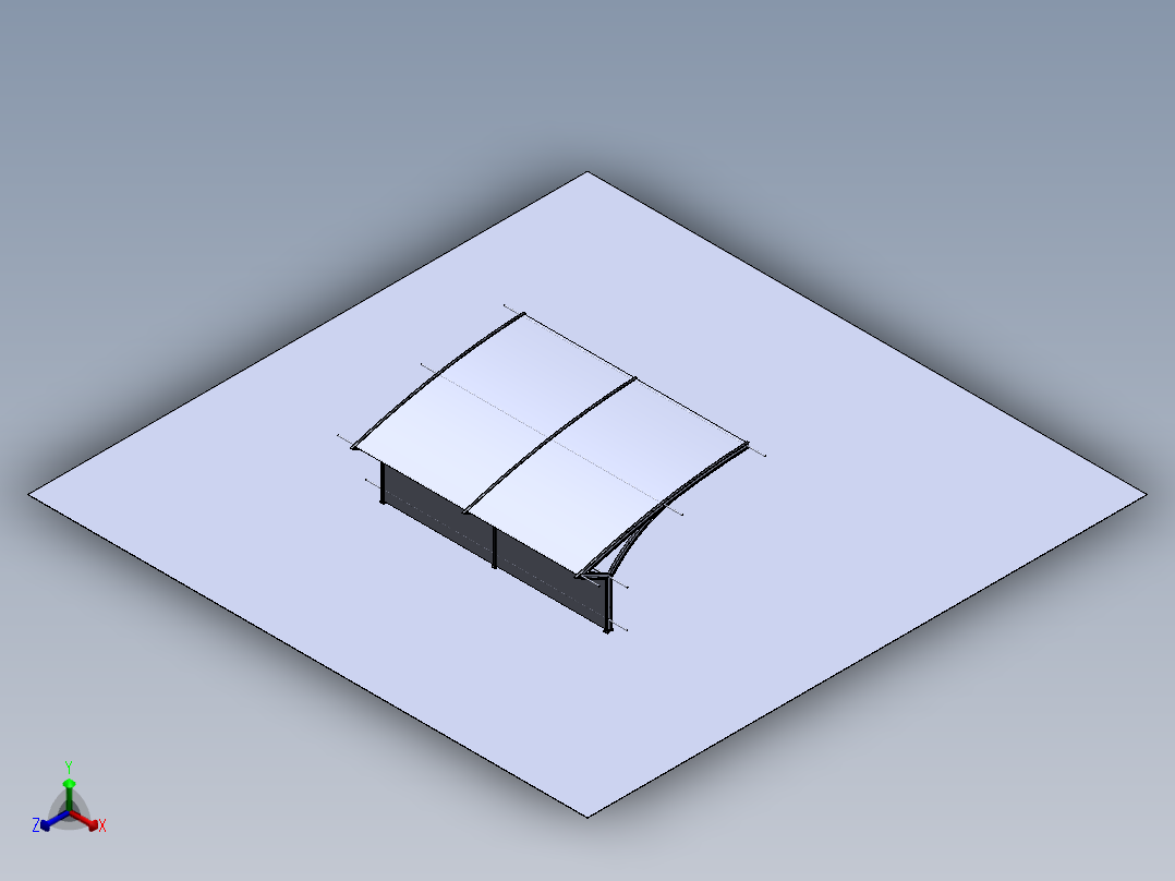 车辆停放棚--sw正等轴测图