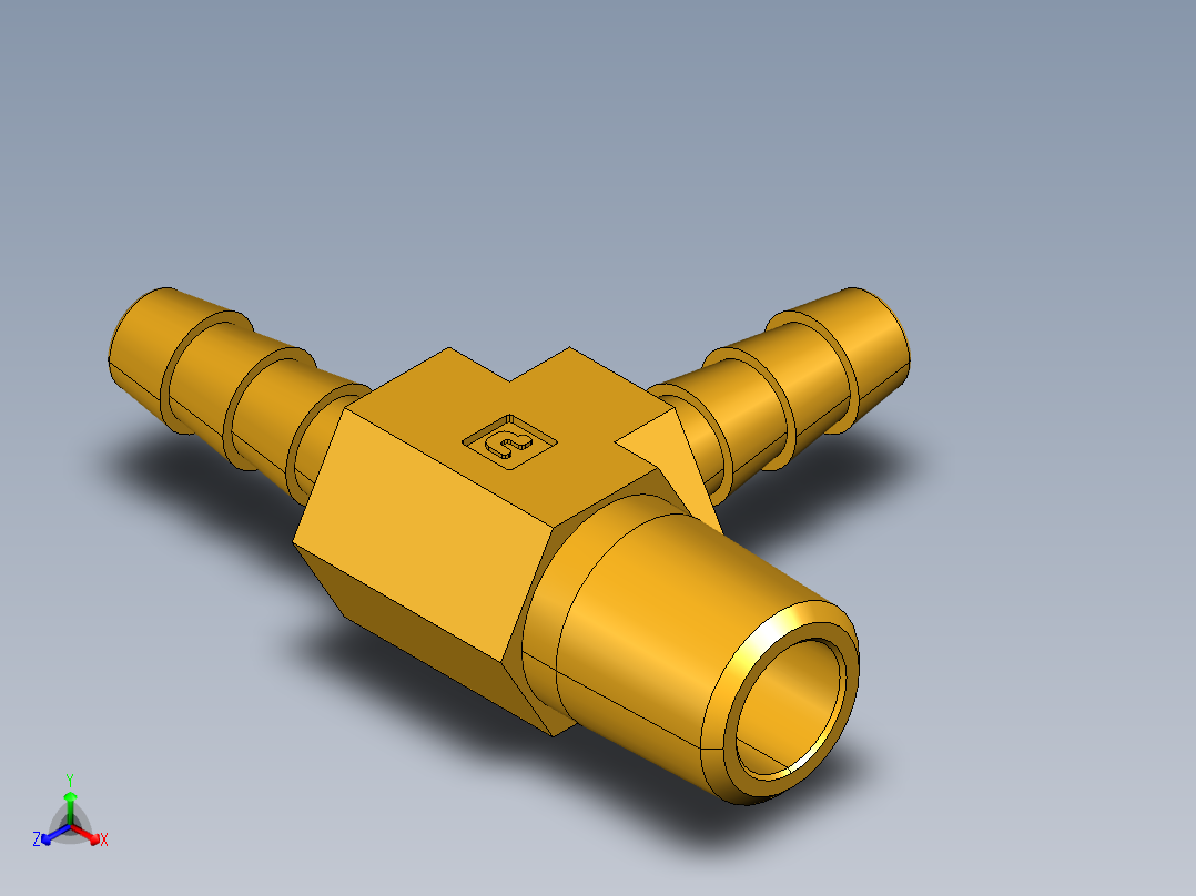 倒齿式工业管接头Hose Barb Tee to Male Pipe 171HB-4-4主视图