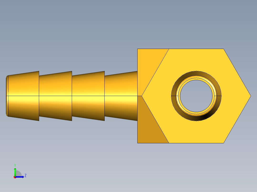 倒齿式工业管接头Hose Barb Tee to Male Pipe 171HB-4-4左视图