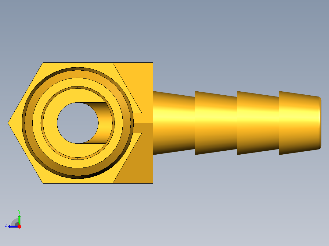 倒齿式工业管接头Hose Barb Tee to Male Pipe 171HB-4-4右视图