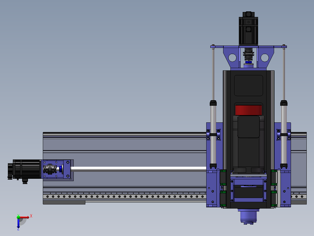 横梁与动力头SW三维图俯视图
