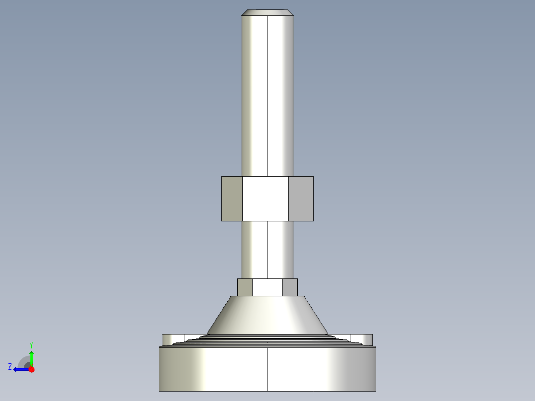 水平調整腳座LVF125C-3D多系列多零件图纸模型右视图