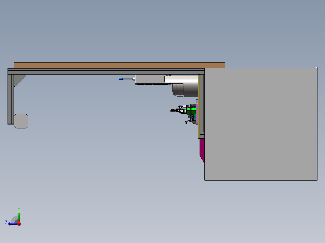 PA40天窗OFFLINE遮阳帘轴预装工位sw16可编辑右视图