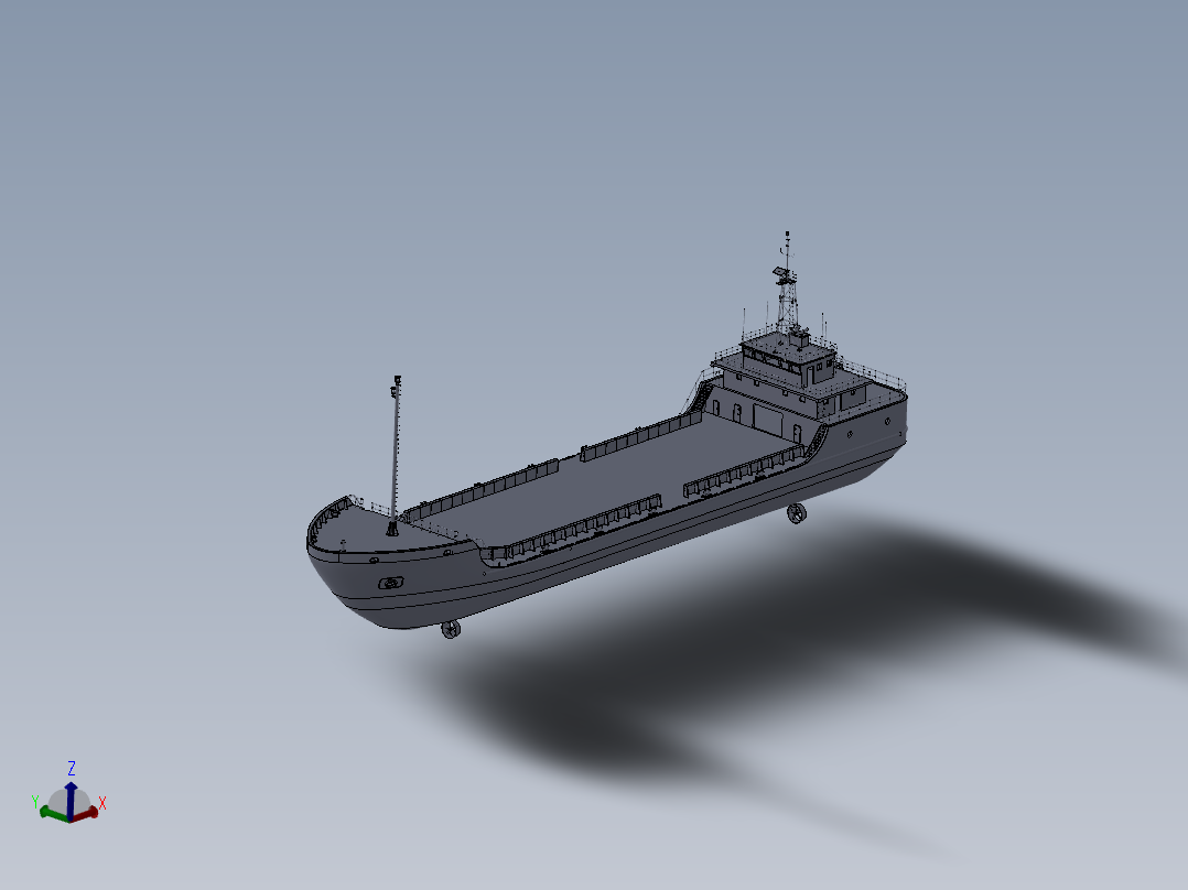 钻台运输船模型主视图