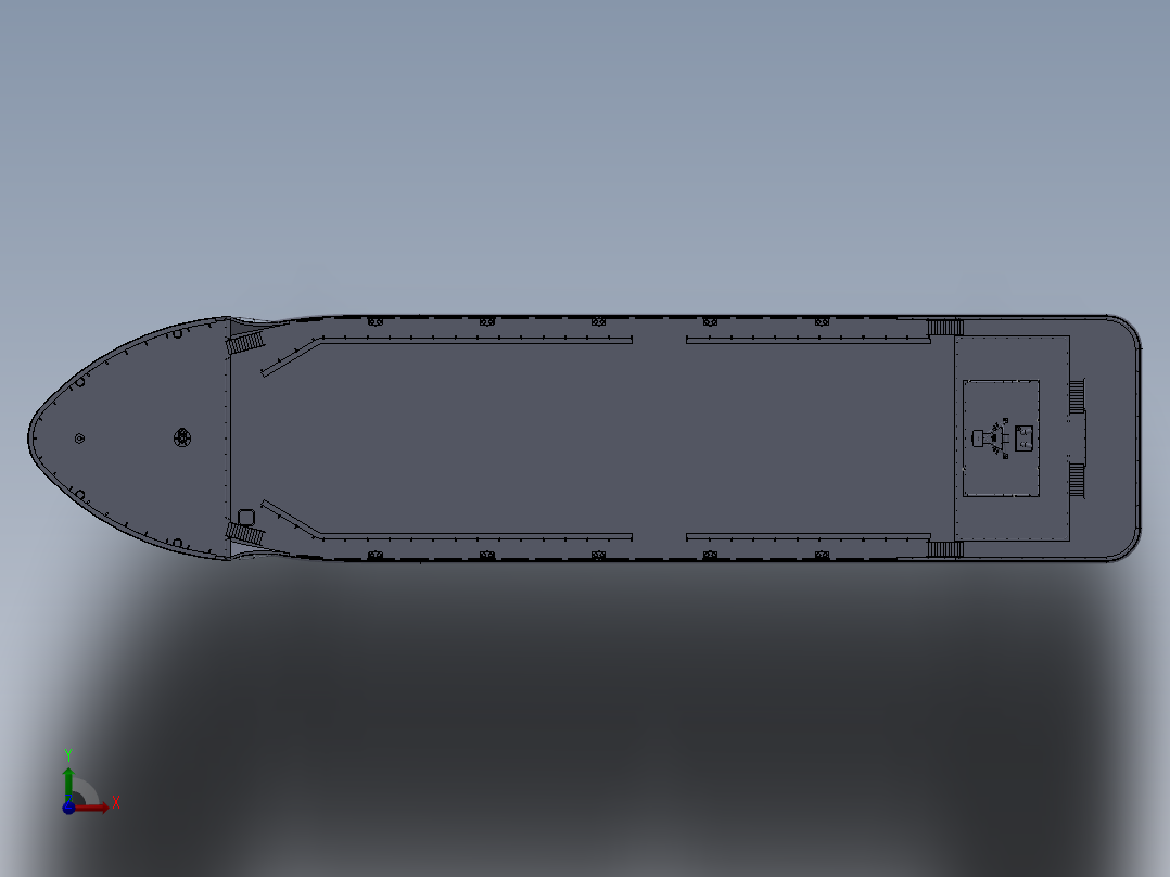 钻台运输船模型前视图