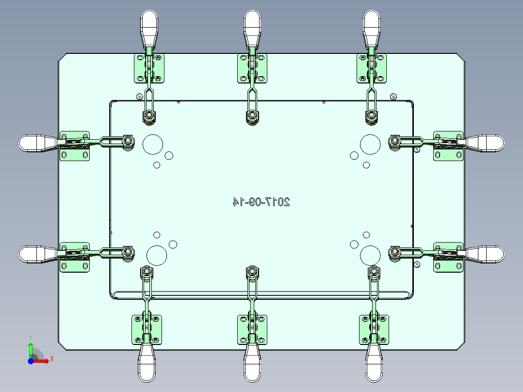 金属壳摆10°角辅助检具三维+CAD前视图