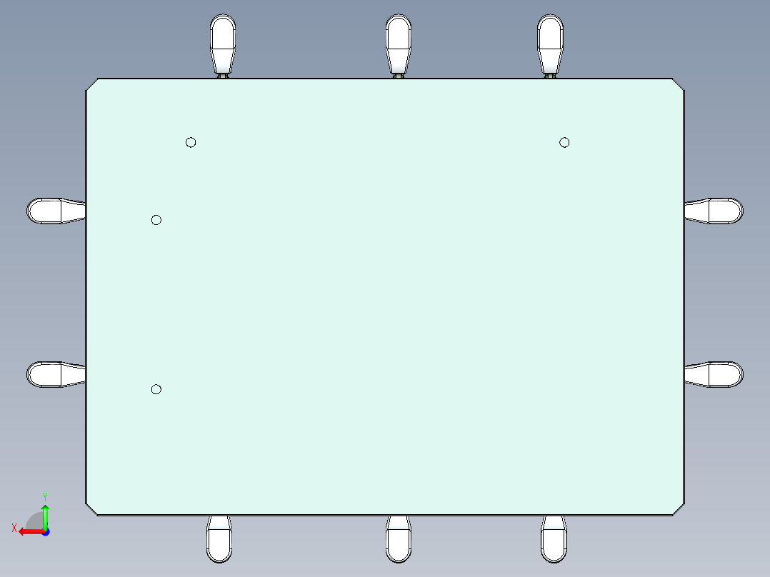 金属壳摆10°角辅助检具三维+CAD后视图