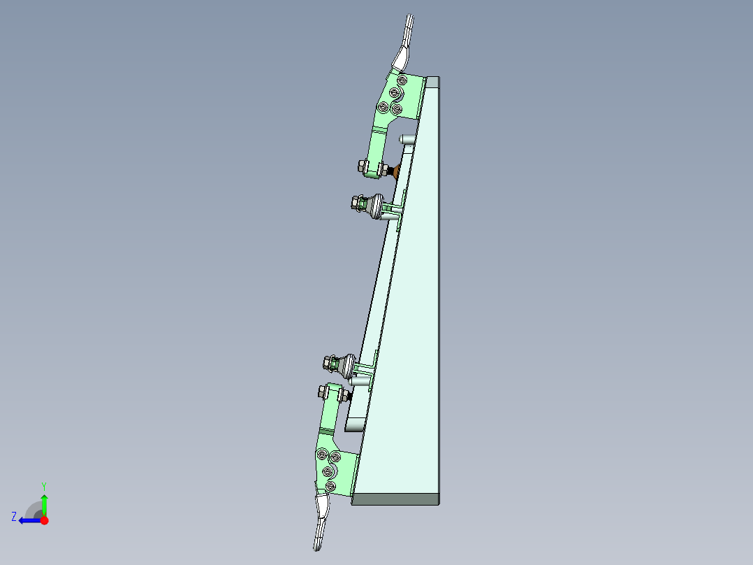 金属壳摆10°角辅助检具三维+CAD右视图