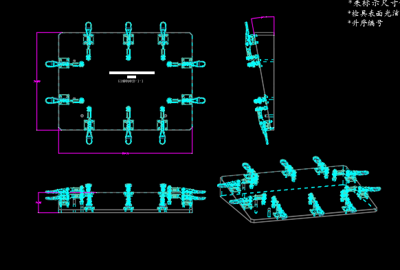 金属壳摆10°角辅助检具三维+CAD