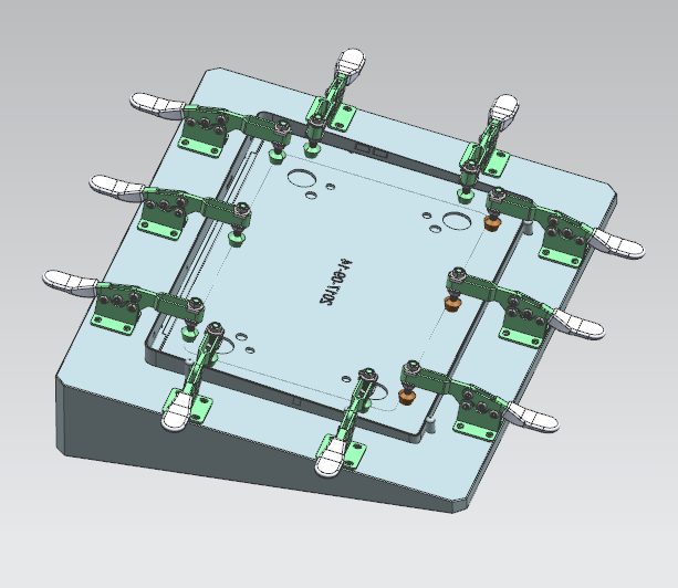 金属壳摆10°角辅助检具三维+CAD