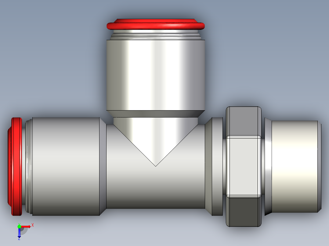 B3004544-定心三通快插气管接头 6mm俯视图