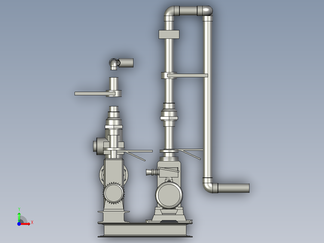 双泵底座装配前视图