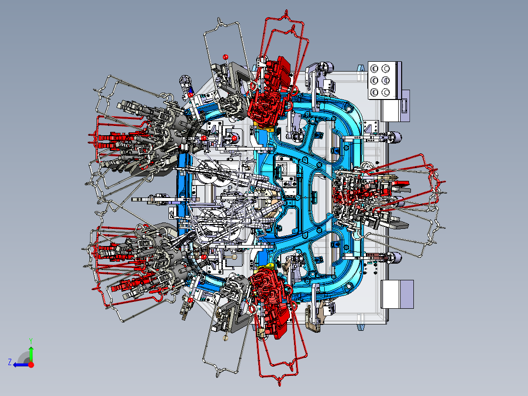 汽车后背门内板焊接总成夹具右视图