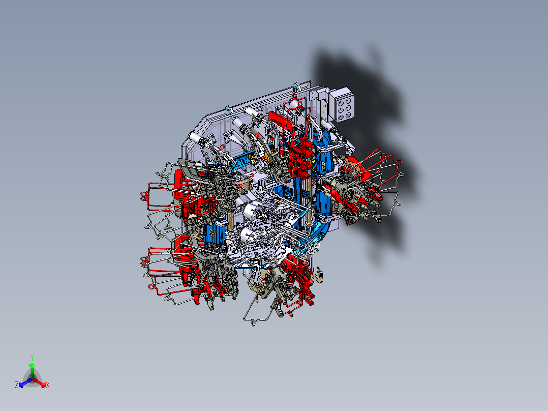 汽车后背门内板焊接总成夹具正等轴测图