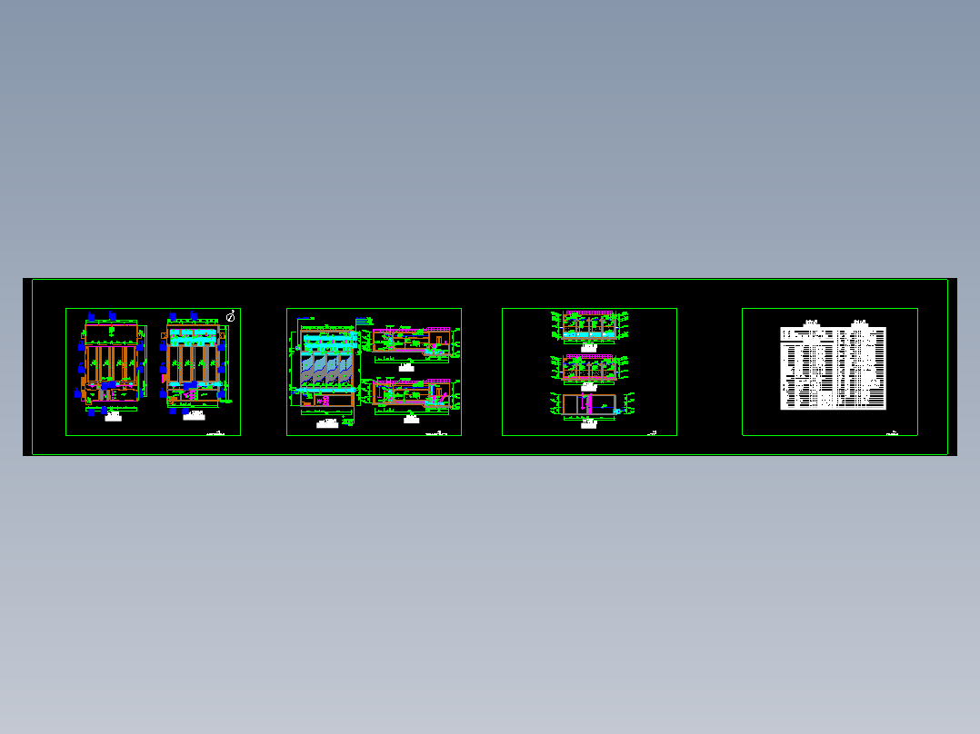 一套日处理量2万吨天深床反硝化滤池滤砖技术施工CAD图纸