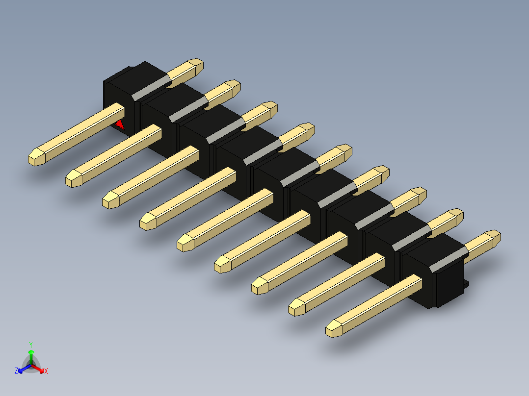 彩色公头100mil（2.54mm）系列-DS1021_black_1x09p_100mil_Type1_rev1.0主视图