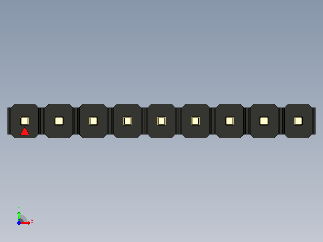 彩色公头100mil（2.54mm）系列-DS1021_black_1x09p_100mil_Type1_rev1.0前视图