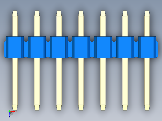 彩色公头100mil（2.54mm）系列-DS1021_blue_1x07p_100mil_Type1_rev1.0俯视缩略图