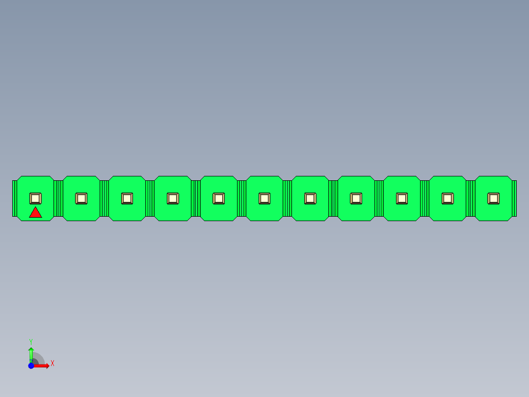 彩色公头100mil（2.54mm）系列-DS1021_green_1x11p_100mil_Type19_rev1.0前视图