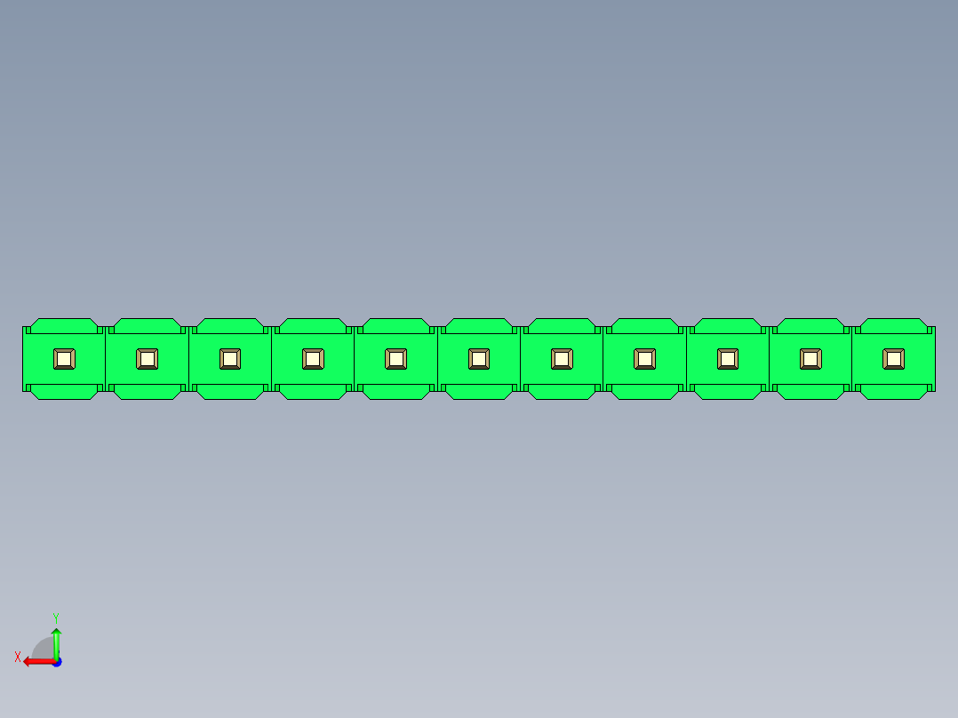 彩色公头100mil（2.54mm）系列-DS1021_green_1x11p_100mil_Type19_rev1.0后视图