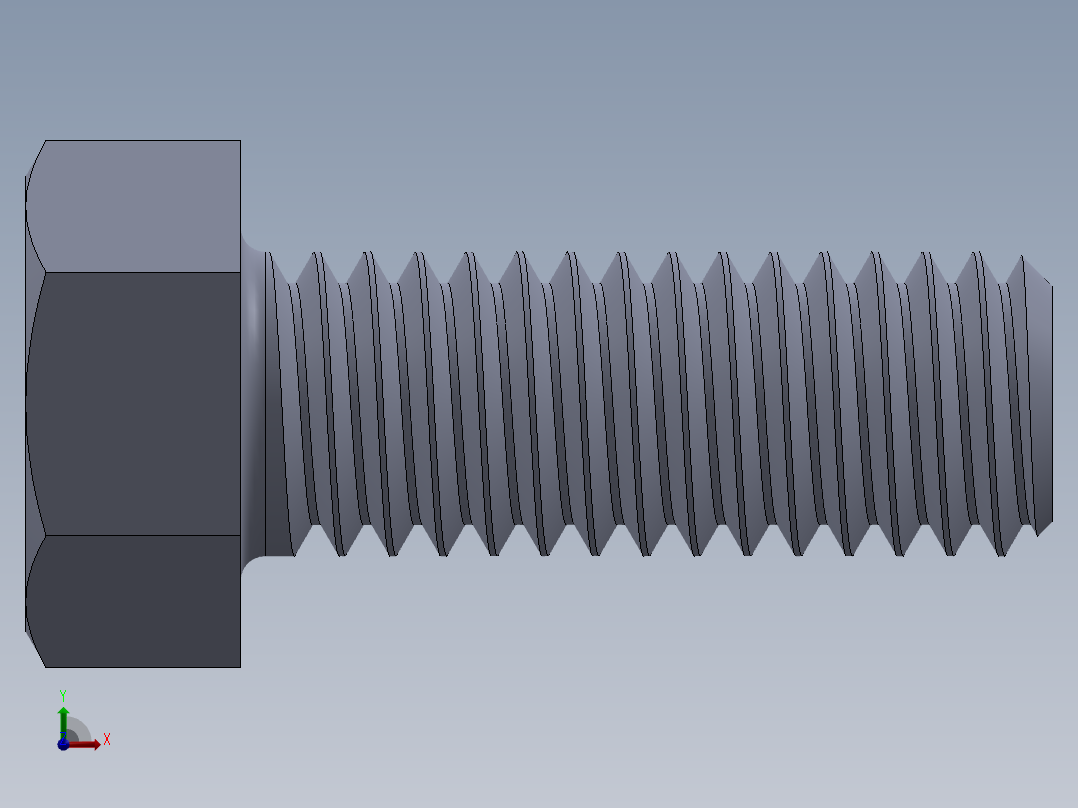 UNC 六角螺栓-Hex Bolt 0.375-16 x 1.SLDPRT前视图