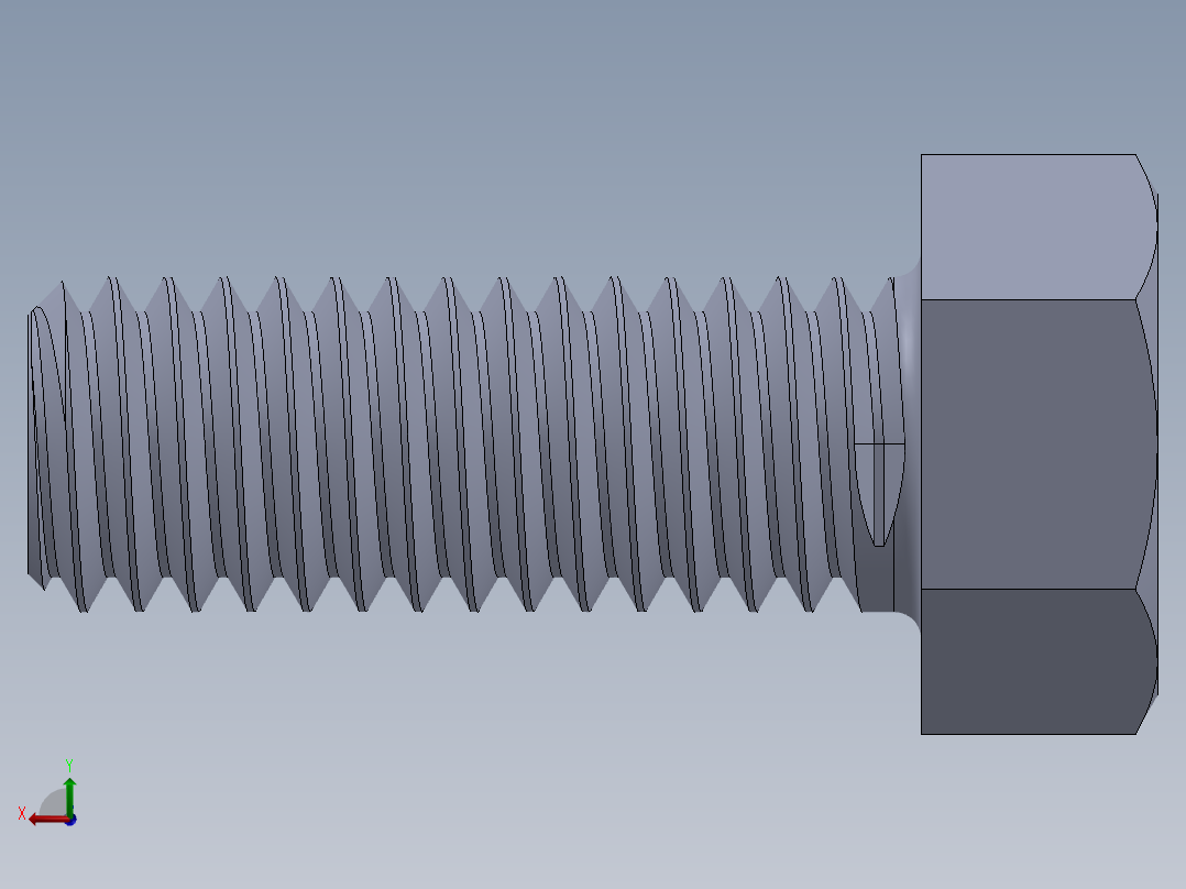 UNC 六角螺栓-Hex Bolt 0.375-16 x 1.SLDPRT后视图