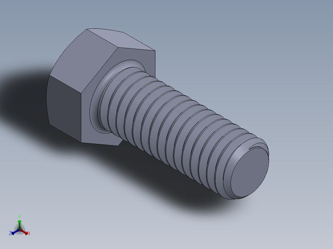 UNC 六角螺栓-Hex Bolt 0.375-16 x 1.SLDPRT正等轴测图