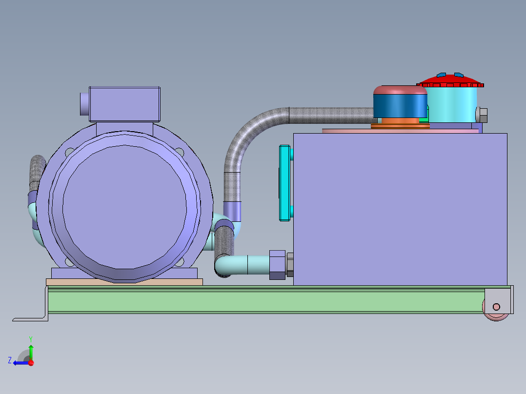 单缸3千瓦12MPa液压站含三维二维说明书右视图