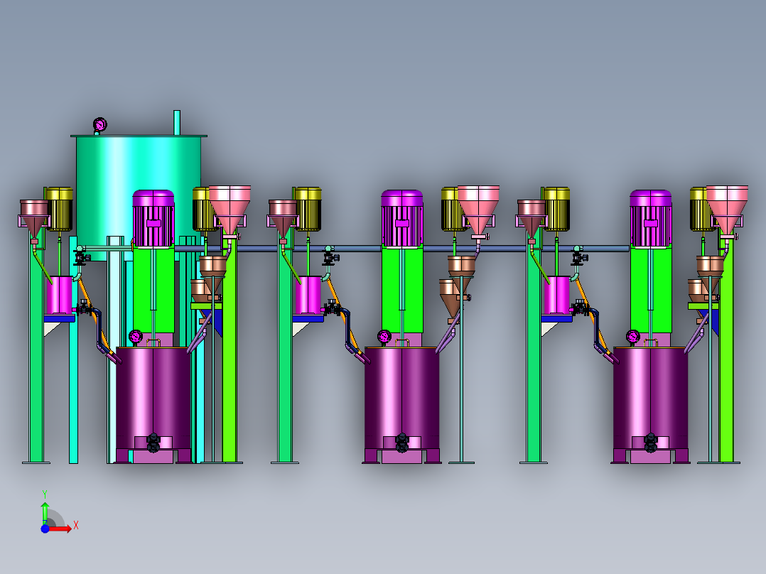 模具表面喷涂材料的混合机前视图