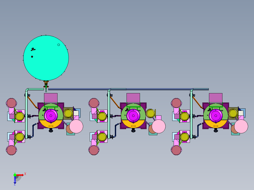 模具表面喷涂材料的混合机俯视图