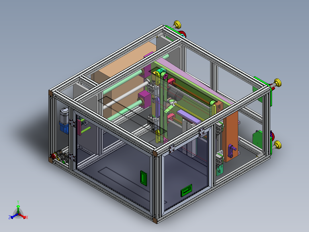 双层输送线转接机sw18可编辑正等轴测图